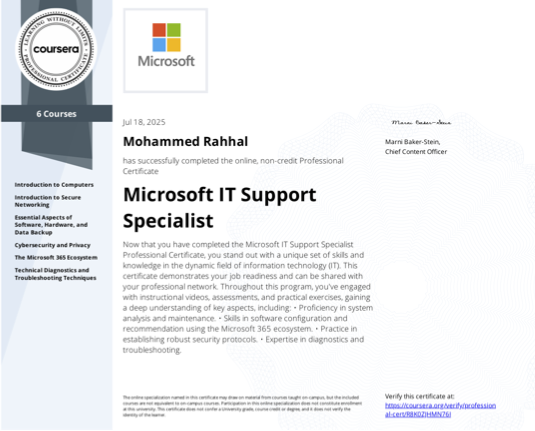 Microsoft IT Support Certificate Preview