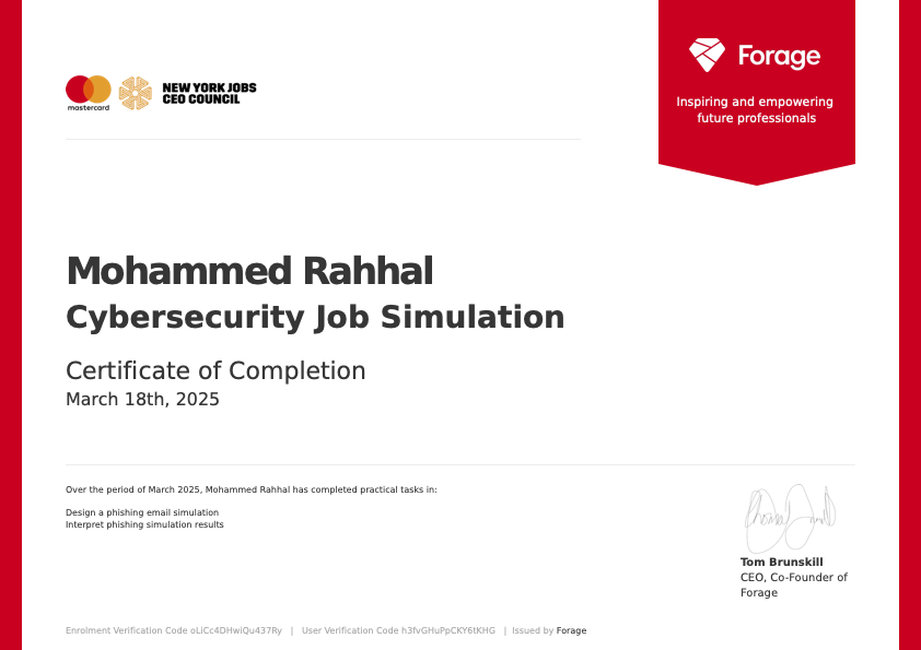 Mastercard Security Awareness Certificate Preview
